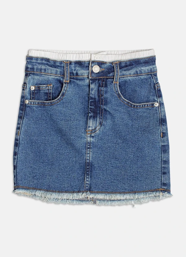 Authoria - Saia Jeans com Cós Boxer Azul