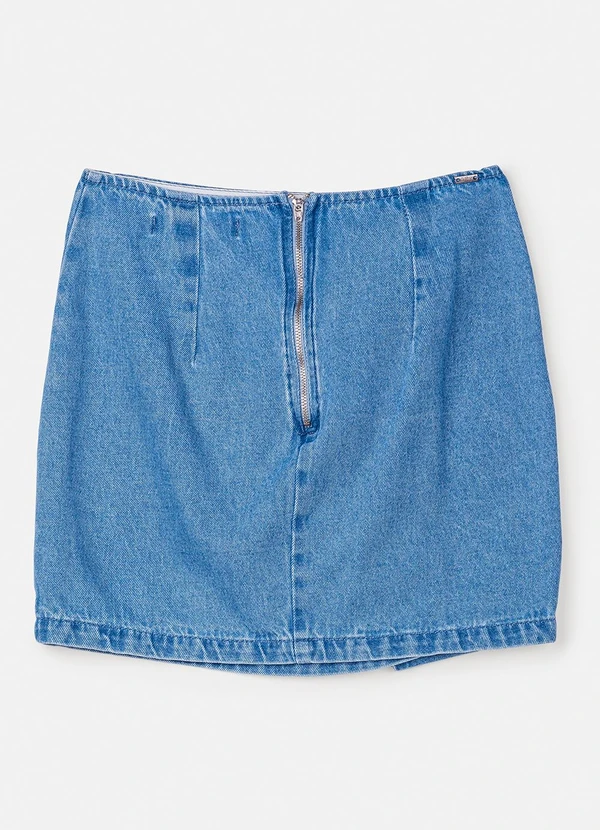 Authoria - Saia Jeans com Patch de Flor Azul 6