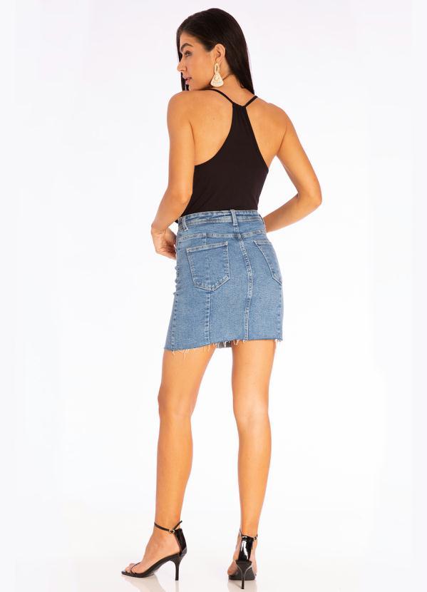 Doce Trama - Saia Jeans com Puídos Jeans 4