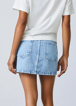Authoria - Saia Jeans com Strass Azul - AUTHORIA