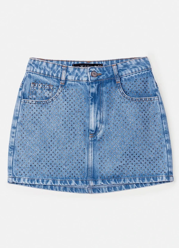 Authoria - Saia Jeans com Strass Azul 5