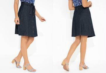 Saia Jeans Evas com Faixa Grtis