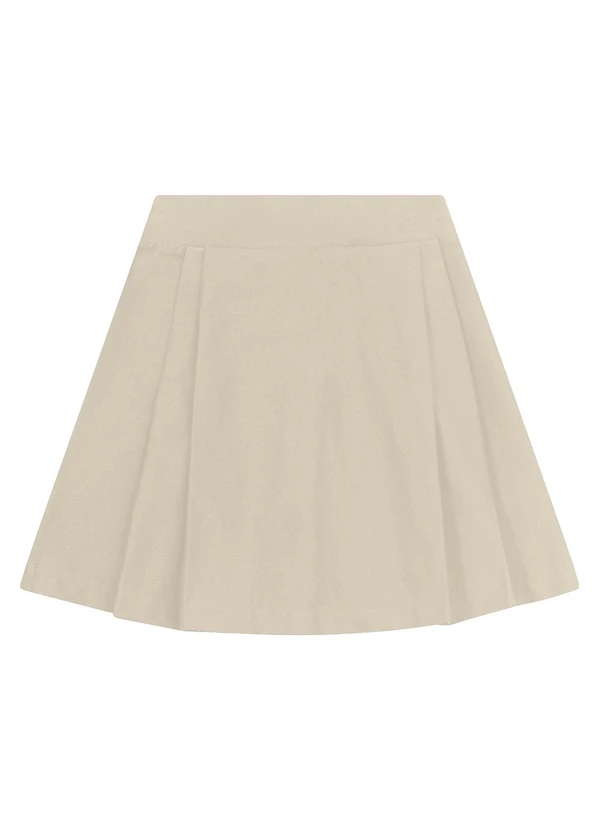 Minty - Saia Juvenil Curta em Sarja Cotton Bege