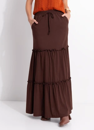 Quintess - Saia Marrom em Malha de Algodão - QUINTESS