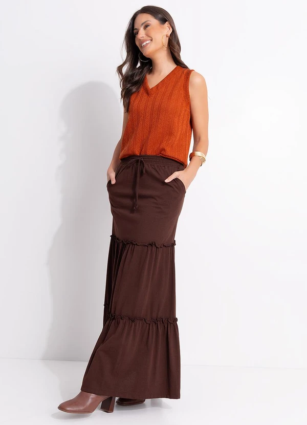 Quintess - Saia Marrom em Malha de Algodão 5