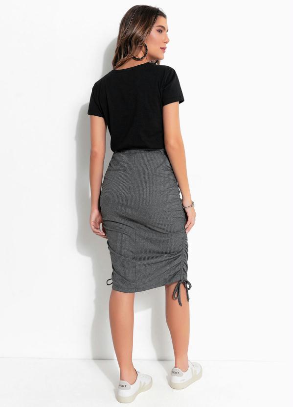 Outlet - Saia Mescla Chumbo com Amarrações Laterais 7