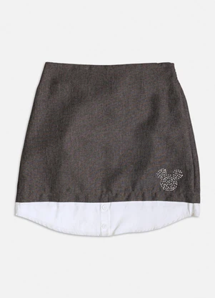 Authoria - Saia Mescla do Mickey em Strass Cinza - AUTHORIA