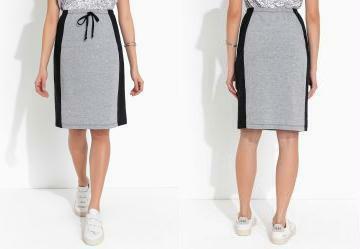 Saia Mescla e Preta com Recortes