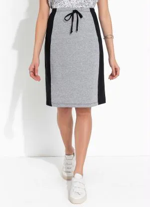 Moda Pop - Saia Mescla e Preta com Recortes - MODA POP