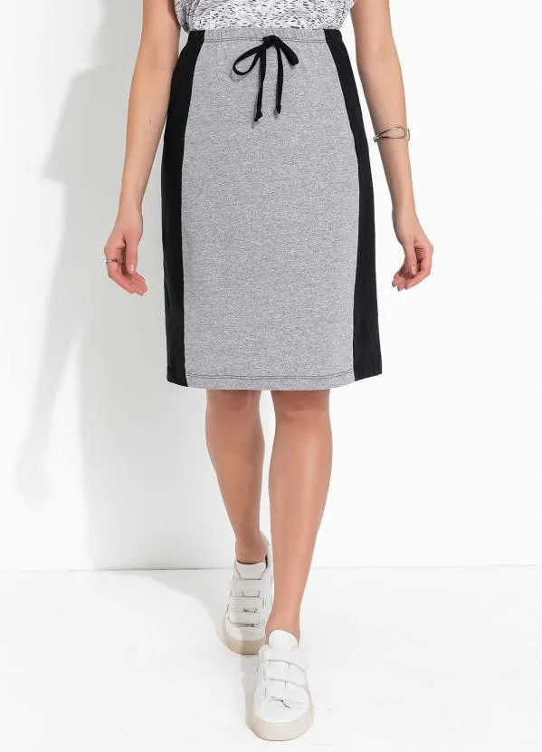 Moda Pop - Saia Mescla e Preta com Recortes 1