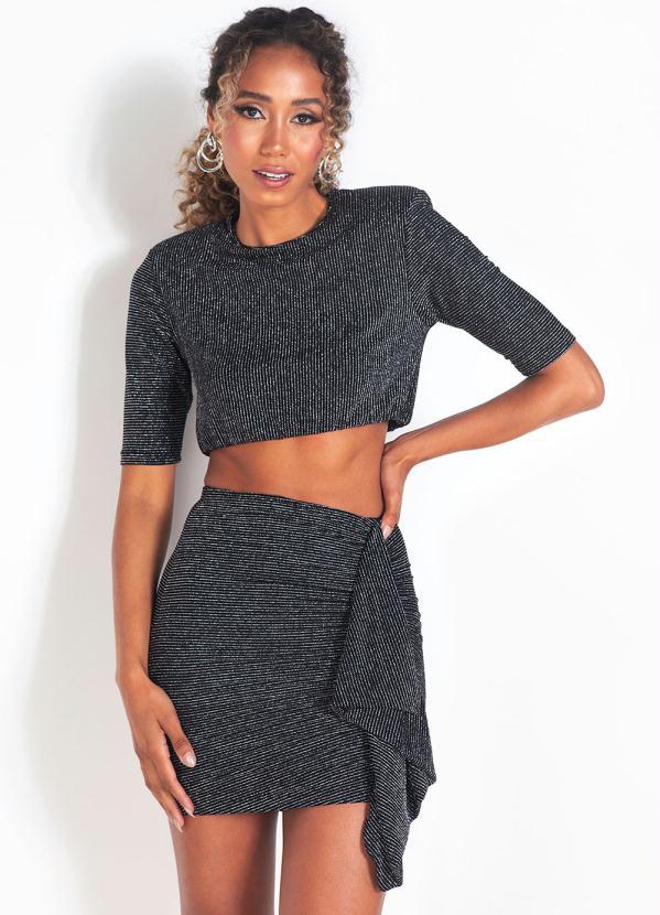 Colcci - Saia Metalizada de Malha Preto 7