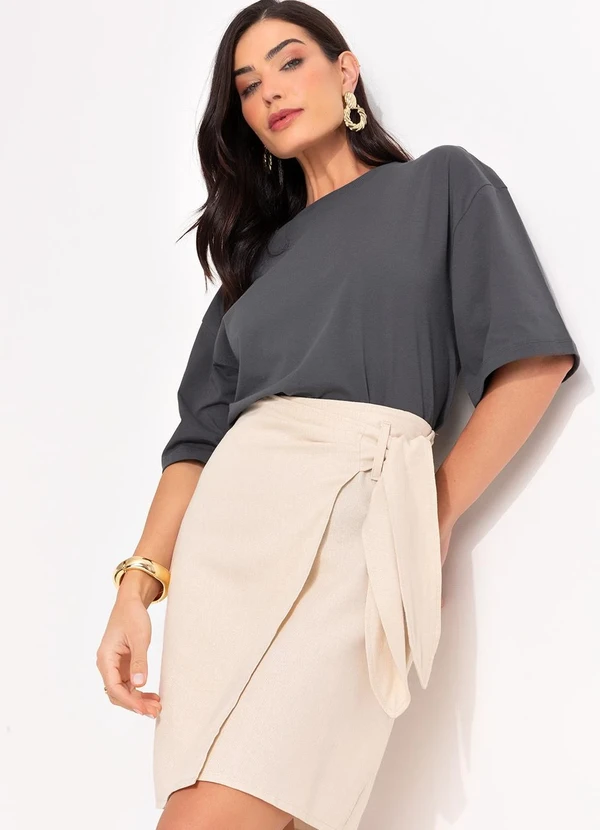 Quintess - Saia Natural Claro em Linho 6