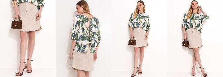 Saia Natural em Linho