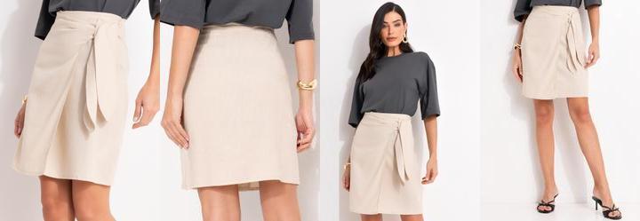 Saia Natural Claro em Linho