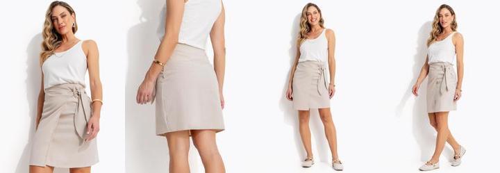 Saia Natural Mdio em Linho