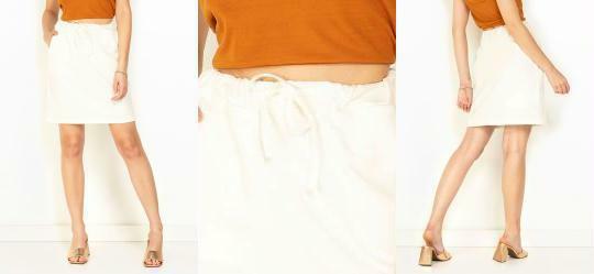 Saia Off White com Bolsos e Detalhe para Amarrar