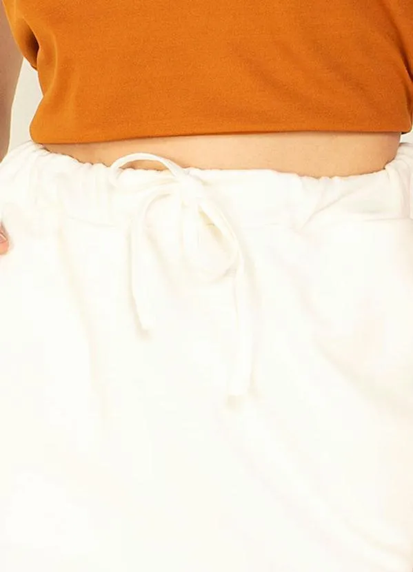 Moda Pop - Saia Off White com Bolsos e Detalhe para Amarrar 2