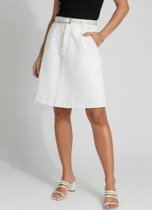 Quintess - Saia Off White em Jeans - QUINTESS