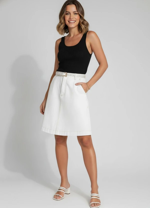 Quintess - Saia Off White em Jeans 3