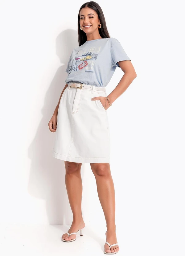 Quintess - Saia Off White em Jeans 6
