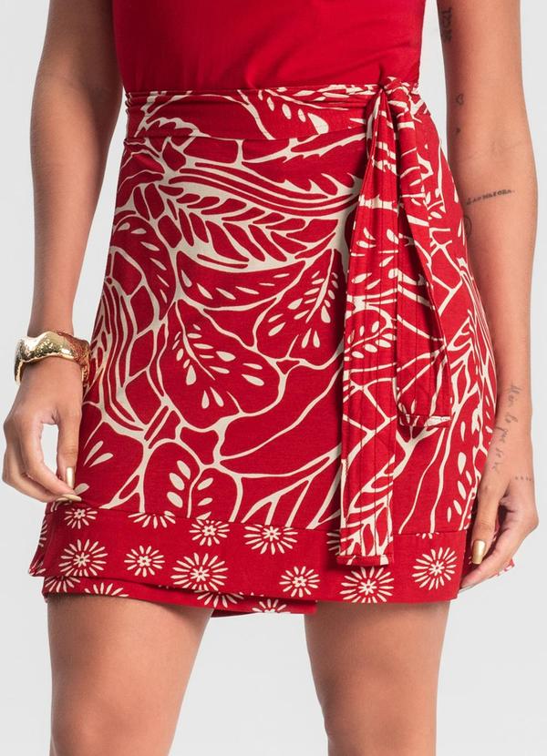 Rovitex - Saia Pareô Curta Feminina Estampada Vermelho