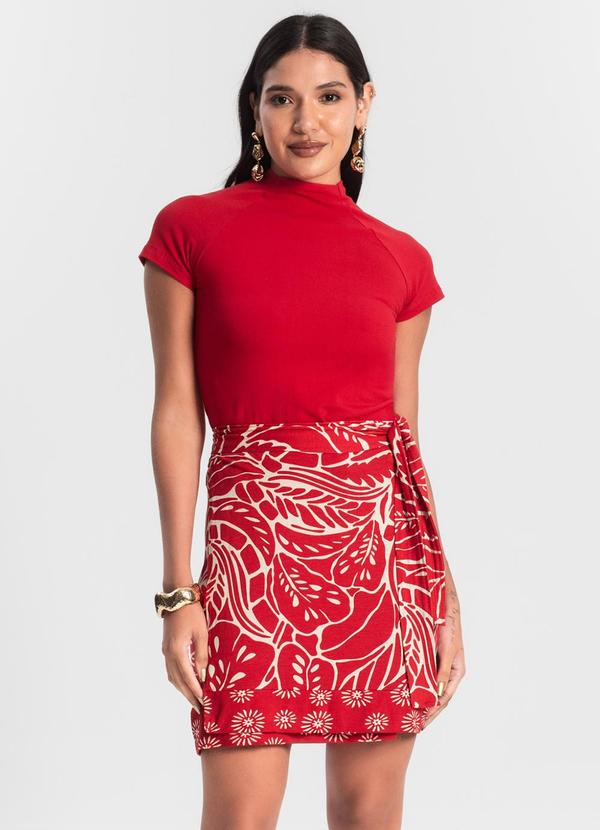 Rovitex - Saia Pareô Curta Feminina Estampada Vermelho 4