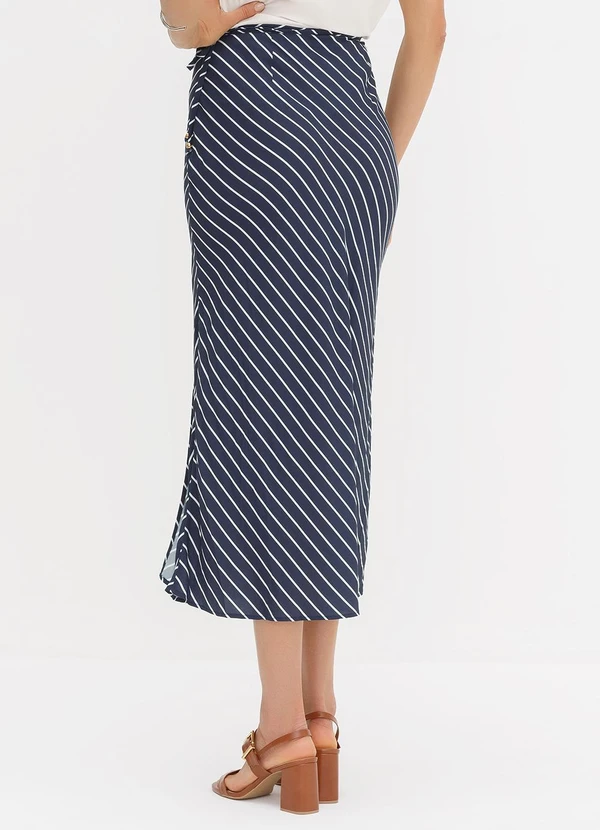 Principessa - Saia Pareô Longuete em Viscose Listrada Marinho Penelope 2