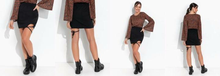 Saia Preta com Amarrao na Perna