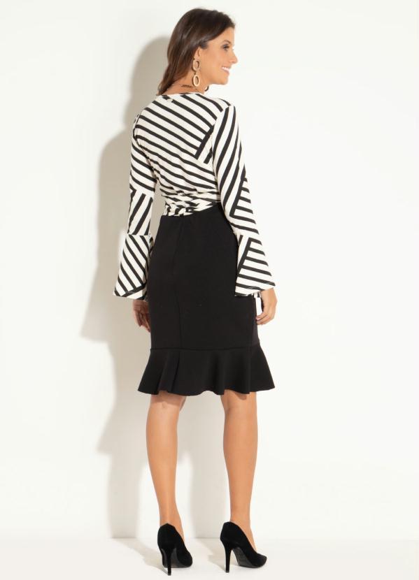 Quintess - Saia Preta com Babado Transpassado 4