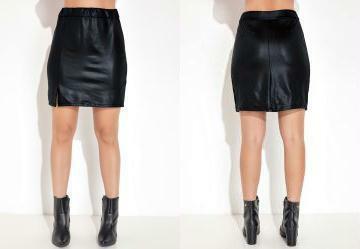 Saia Preta com Recorte e Fenda