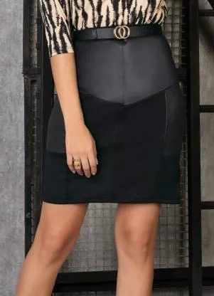 Moda Pop - Saia Preta com Recortes em Cirrê - MODA POP