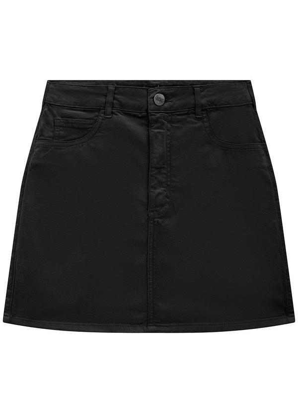 Enfim - Saia Preta Curta Evasê em Sarja 3