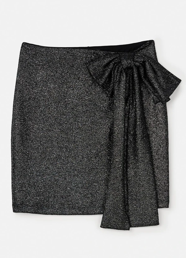 Authoria - Saia Preta de Lurex com Laço Preto 7