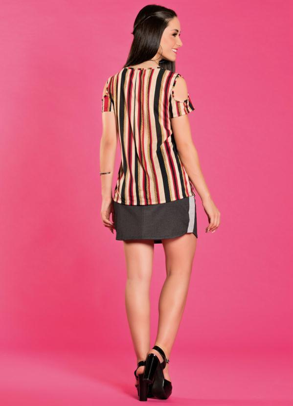 Moda Pop - Saia Preta e Mescla com Amarração e Bolsos 5