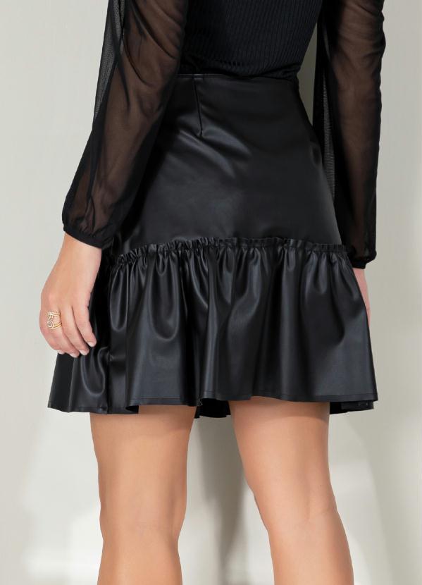 Outlet - Saia Preta Resinada com Babado na Barra 2