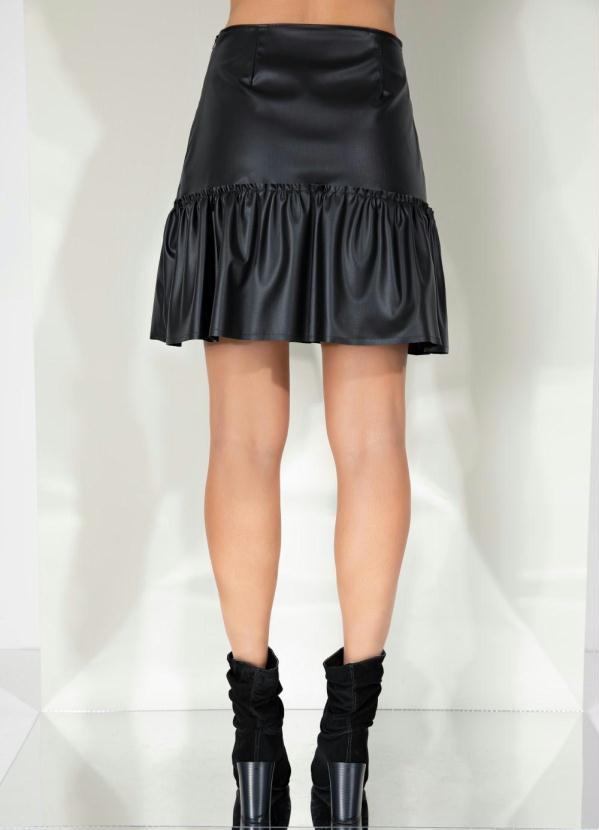 Outlet - Saia Preta Resinada com Babado na Barra 7