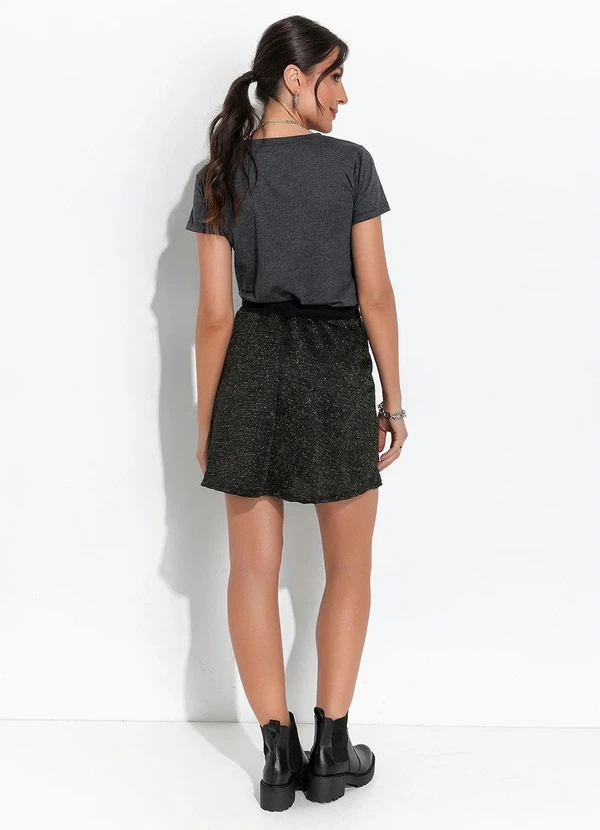Moda Pop - Saia Preto em Moletom Metalizado 4