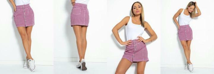 Saia Rosa Arroxeado com Bot�es Sawary