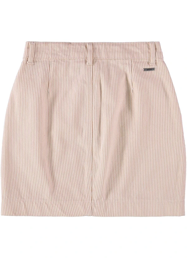 Enfim - Saia Rosa Pastel Curta Listrada em Sarja 2