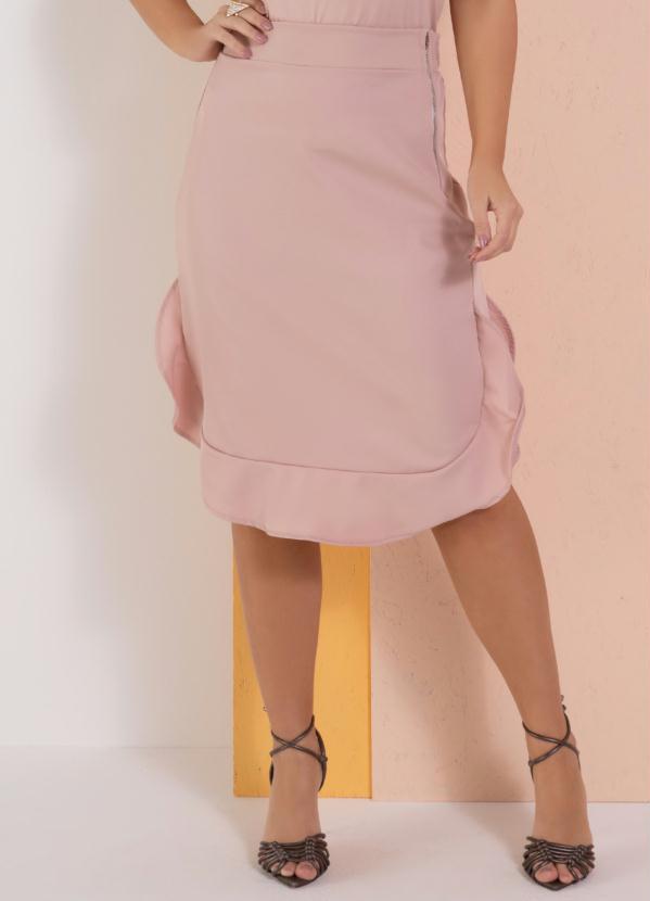 Outlet - Saia Rosê Barra Arredondada com Babados 3