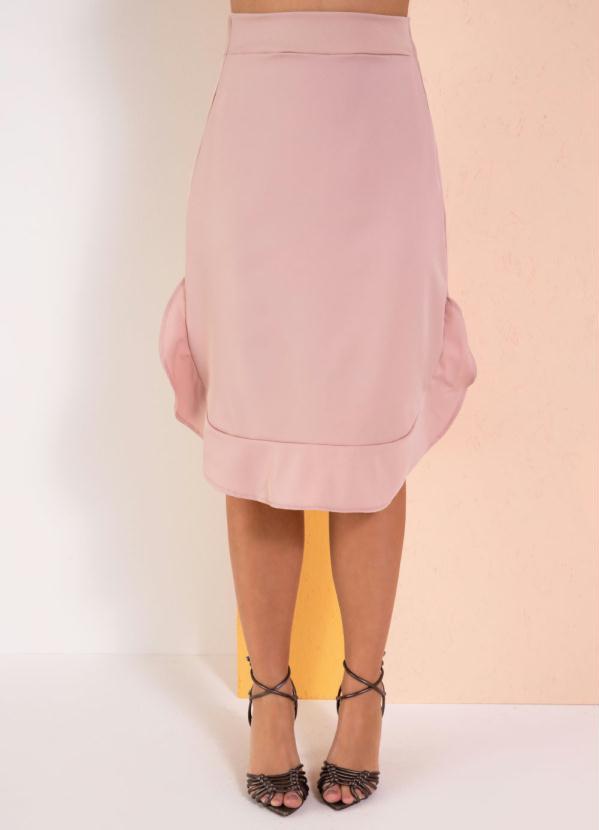 Outlet - Saia Rosê Barra Arredondada com Babados 7