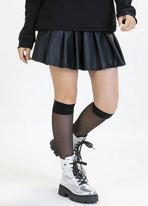 Soft Bonni - Saia Teen em Material Sintético Preto