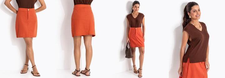 Saia Telha em Linho com Viscose
