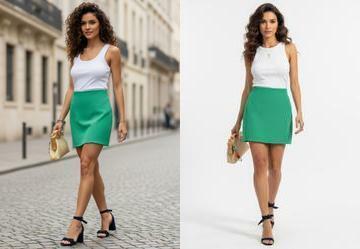 Saia Verde em Malha Ponto Roma Sarjado