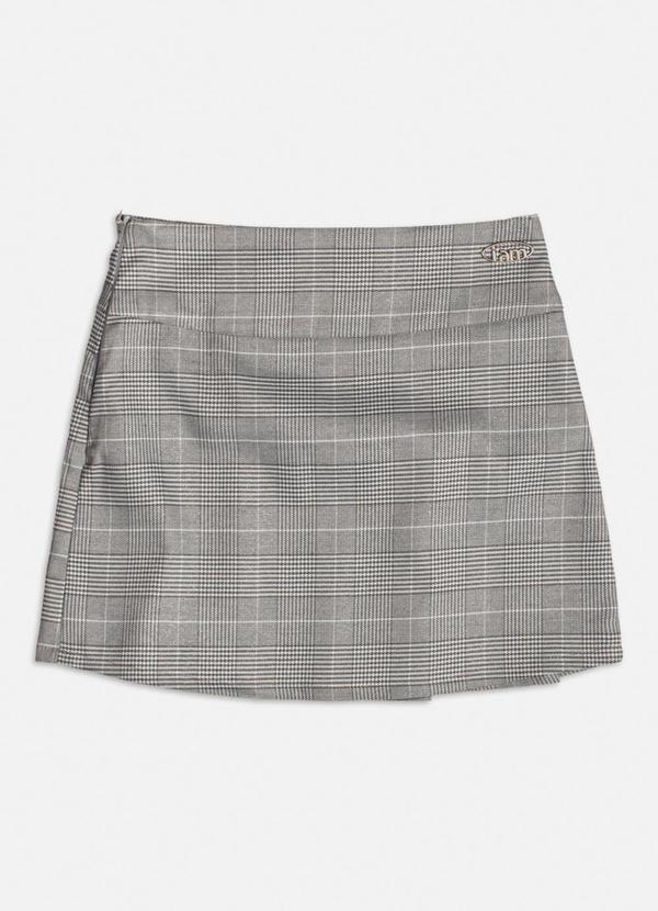 Authoria - Saia Xadrez Cinza com Cinto Cinza 2