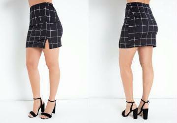 Saia Xadrez Curta com Fenda