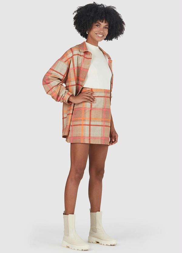 Malwee - Saia Xadrez em Moletom Bege 3