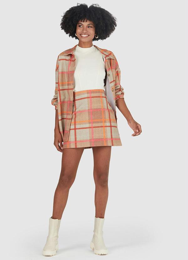 Malwee - Saia Xadrez em Moletom Bege 5