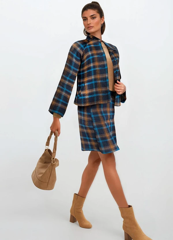 bonprix - Saia Xadrez Escuro em Flanela 3