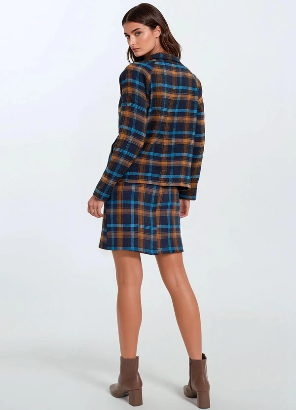 bonprix - Saia Xadrez Escuro em Flanela 4